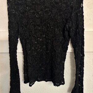 Bisou Bisou Black Mesh Lace Women's Top Size M